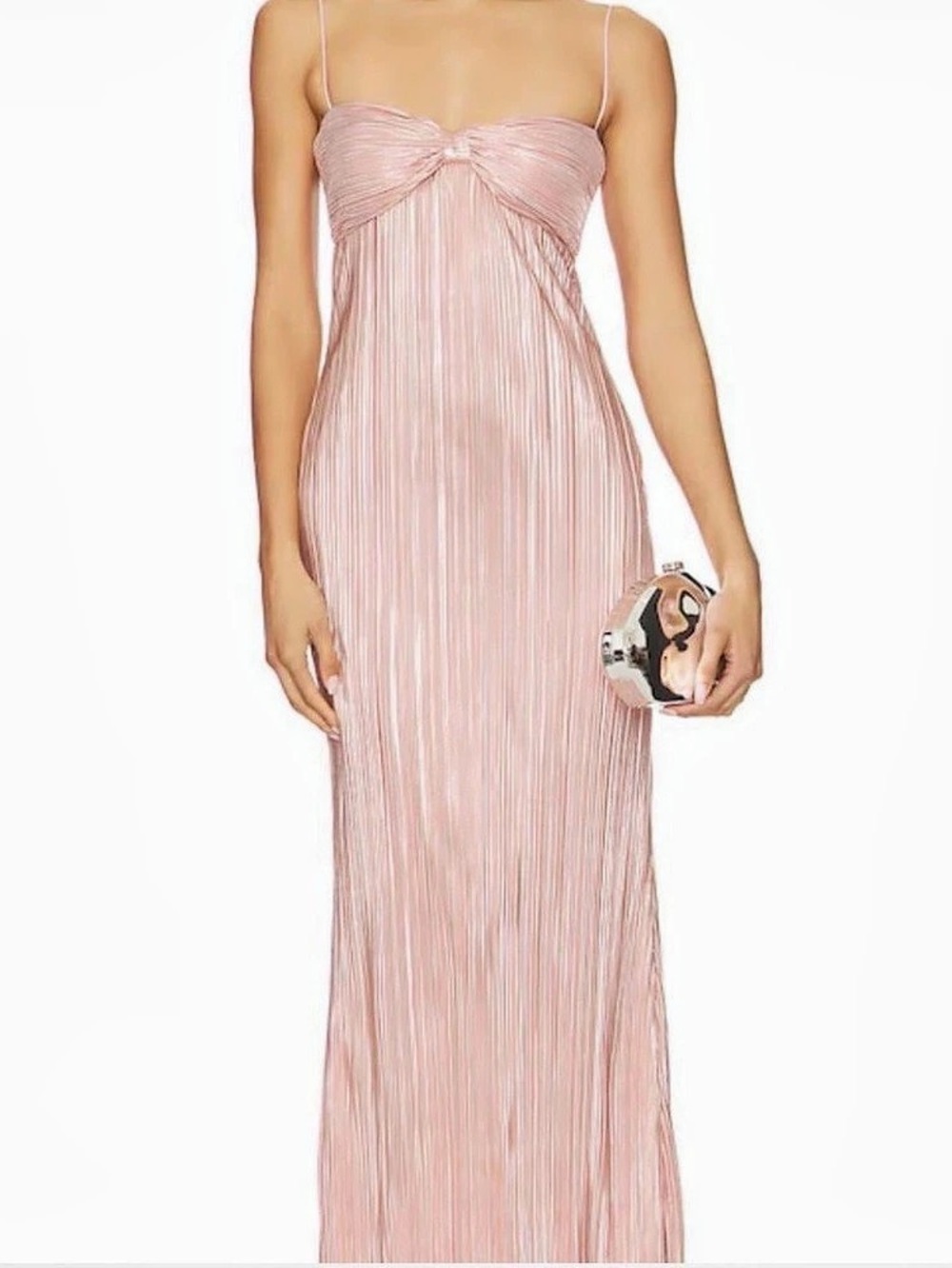 Lovers and Friends Mya Gown Pleated Maxi Dress Pink XS